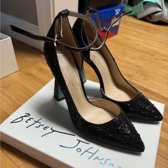 Betsey Johnson Glittering Black Heels - Picture 1 of 6